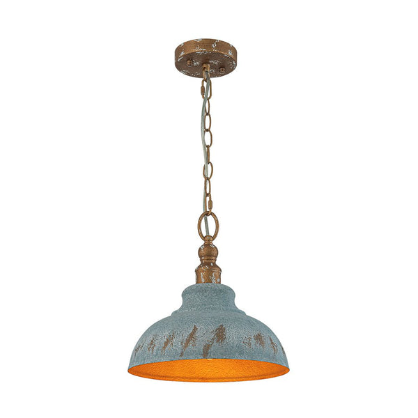 Thehouselights - Antique Blue Patina Metal Dome Pendant Light - Pendant - M - 