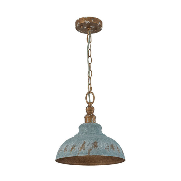 Thehouselights - Antique Blue Patina Metal Dome Pendant Light - Pendant - M - 