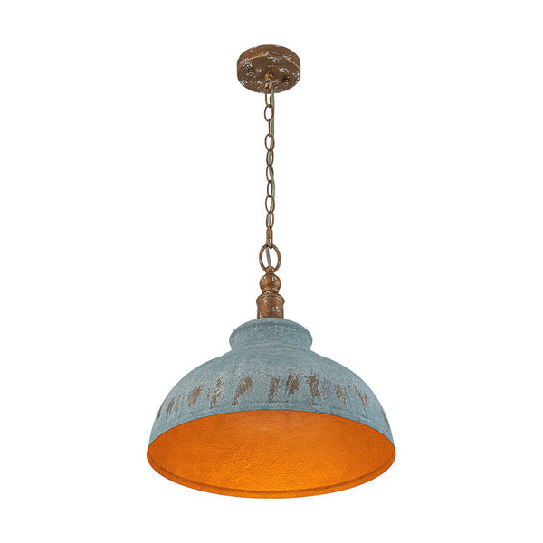 Thehouselights - Antique Blue Patina Metal Dome Pendant Light - Pendant - M - 