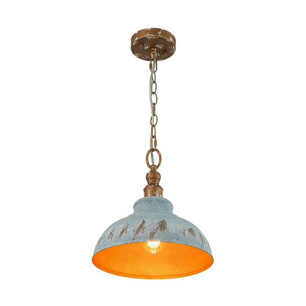 Thehouselights - Antique Blue Patina Metal Dome Pendant Light - Pendant - M - 