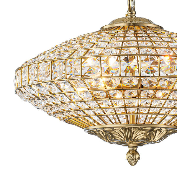 Thehouselights - Antique Brass Crystal Diamond Shape Chandelier - Chandelier - 4 - Light - 