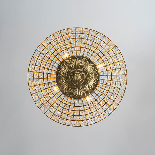 Thehouselights - Antique Brass Crystal Diamond Shape Chandelier - Chandelier - 4 - Light - 