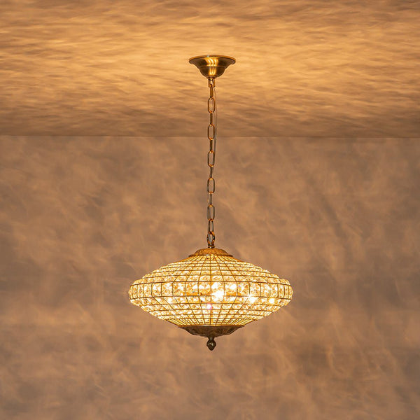 Thehouselights - Antique Brass Crystal Diamond Shape Chandelier - Chandelier - 4 - Light - 