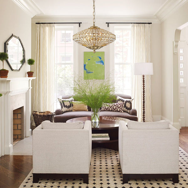 Thehouselights - Antique Brass Crystal Diamond Shape Chandelier - Chandelier - 4 - Light - 