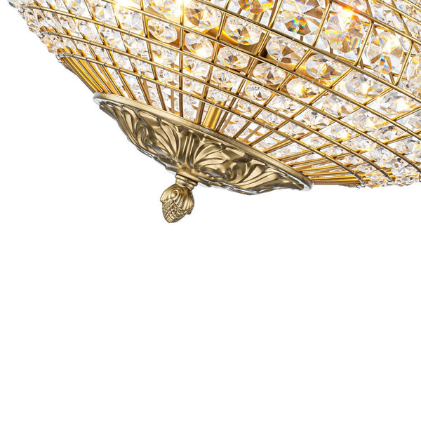 Thehouselights - Antique Brass Crystal Diamond Shape Chandelier - Chandelier - 4 - Light - 