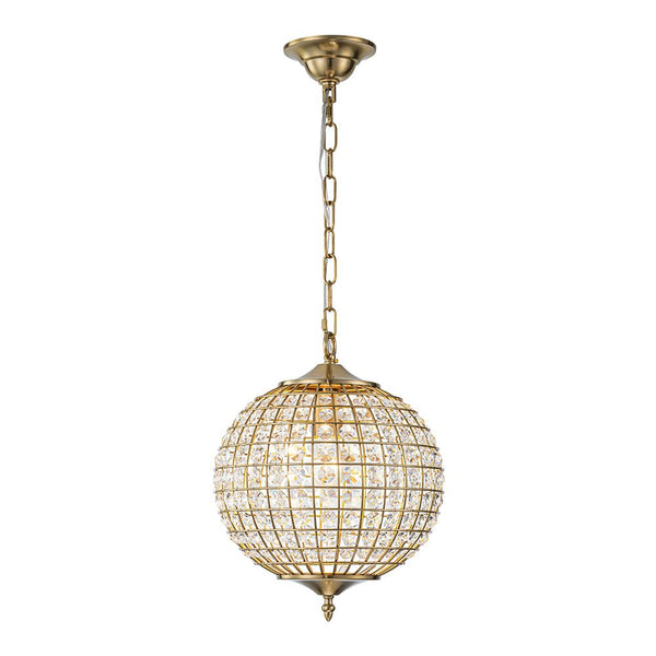 Thehouselights - Antique Brass Crystal Orb Chandelier - Chandelier - 1 - Light - 