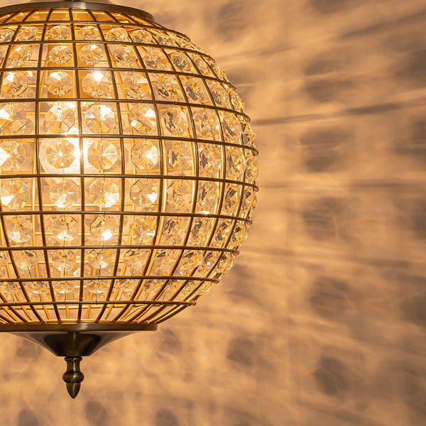 Thehouselights - Antique Brass Crystal Orb Chandelier - Chandelier - 1 - Light - 