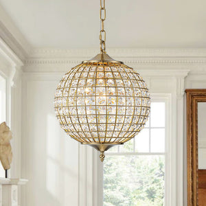 Thehouselights - Antique Brass Crystal Orb Chandelier - Chandelier - 1 - Light - 