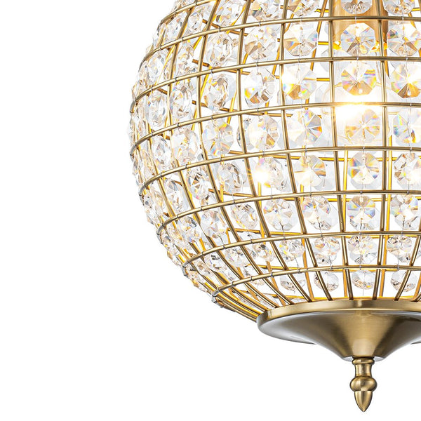 Thehouselights - Antique Brass Crystal Orb Chandelier - Chandelier - 1 - Light - 
