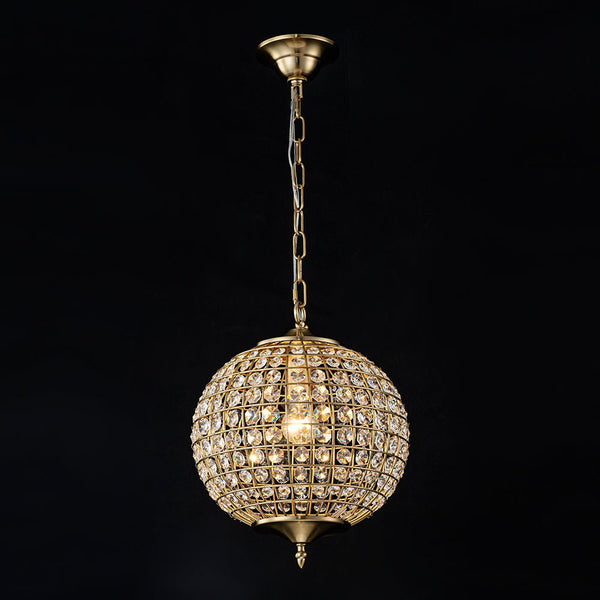 Thehouselights - Antique Brass Crystal Orb Chandelier - Chandelier - 1 - Light - 
