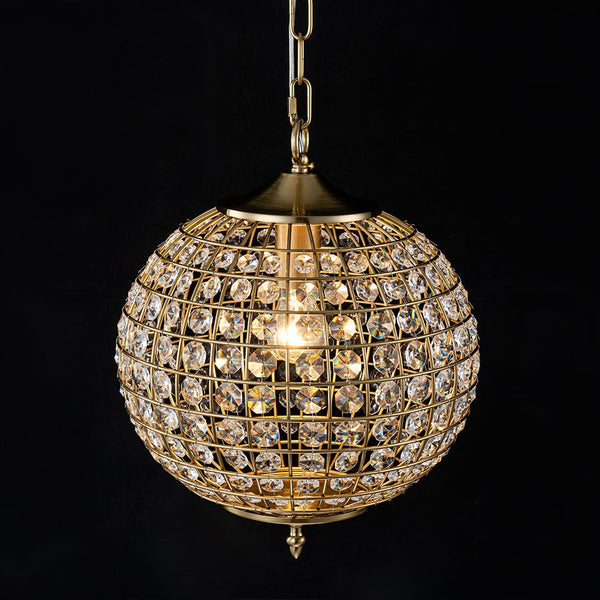 Thehouselights - Antique Brass Crystal Orb Chandelier - Chandelier - 1 - Light - 