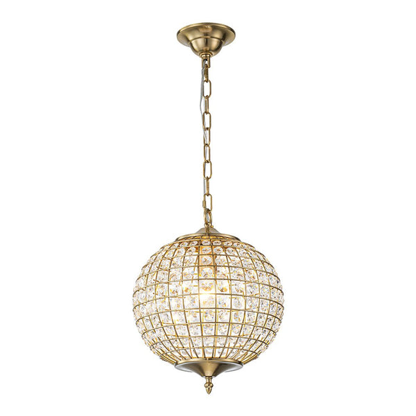 Thehouselights - Antique Brass Crystal Orb Chandelier - Chandelier - 1 - Light - 