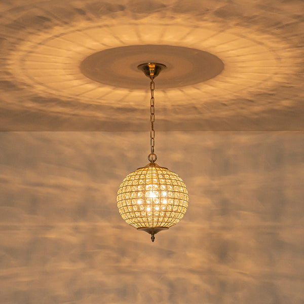 Thehouselights - Antique Brass Crystal Orb Chandelier - Chandelier - 1 - Light - 