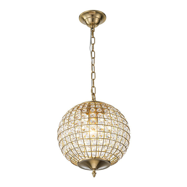 Thehouselights - Antique Brass Crystal Orb Chandelier - Chandelier - 1 - Light - 