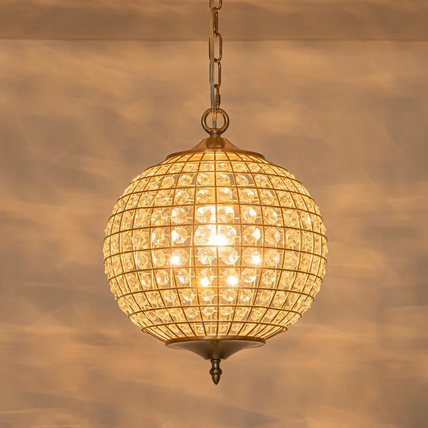 Thehouselights - Antique Brass Crystal Orb Chandelier - Chandelier - 1 - Light - 
