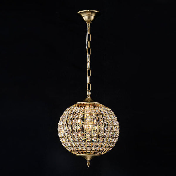 Thehouselights - Antique Brass Crystal Orb Chandelier - Chandelier - 1 - Light - 