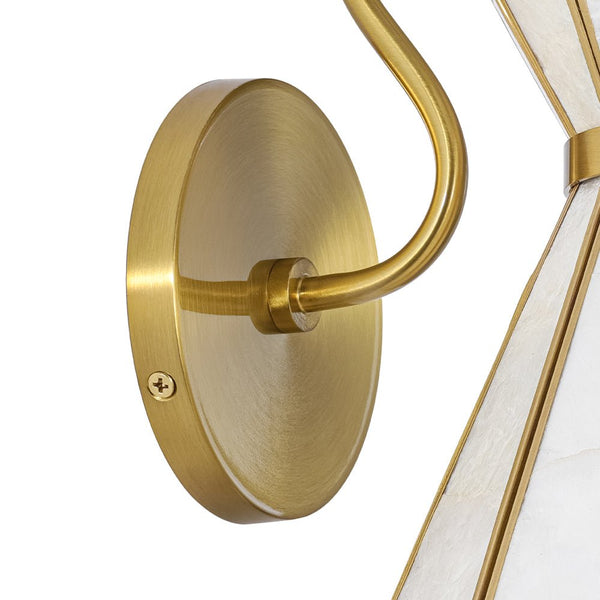 Thehouselights-Art Deco Brass Shell Glass Armed Wall Sconce-Wall Lights-1-Light-
