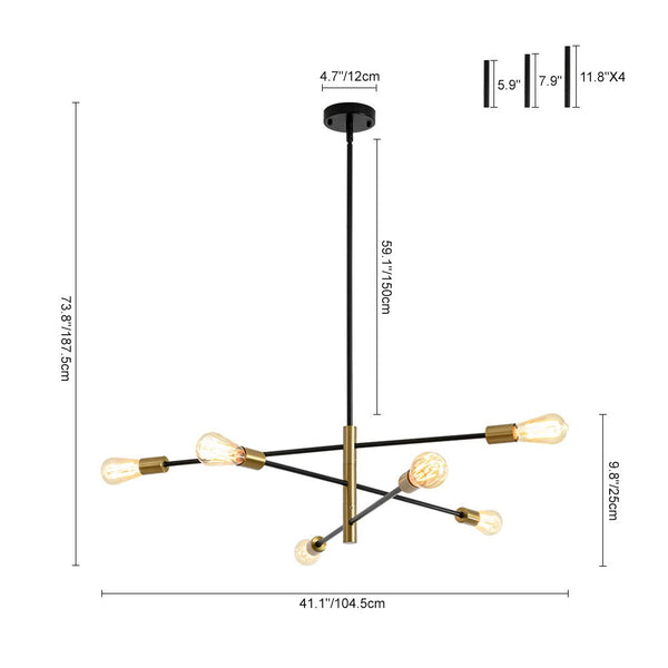 Thehouselights - Black Brass Sputnik Chandelier - Chandelier - Black+Brass - 