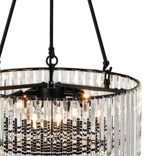 Thehouselights - Black Crystal Chandelier with Adjustable Chain - Chandelier - Black - 