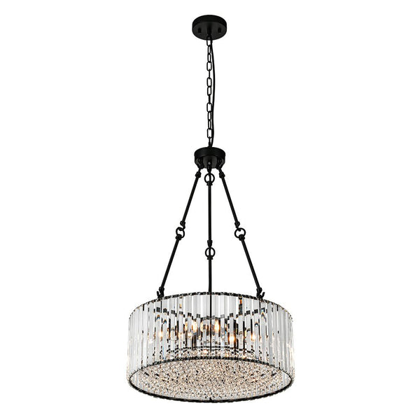 Thehouselights - Black Crystal Chandelier with Adjustable Chain - Chandelier - Black - 