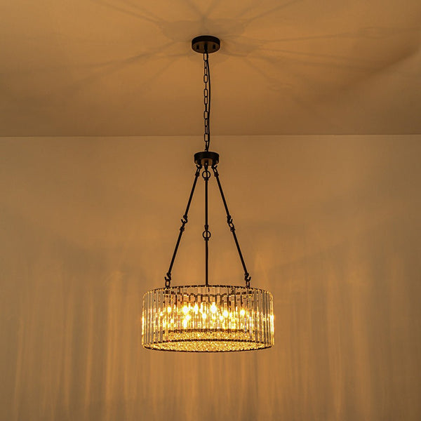 Thehouselights - Black Crystal Chandelier with Adjustable Chain - Chandelier - Black - 