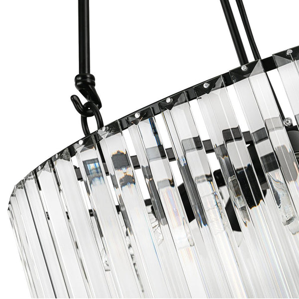 Thehouselights - Black Crystal Chandelier with Adjustable Chain - Chandelier - Black - 