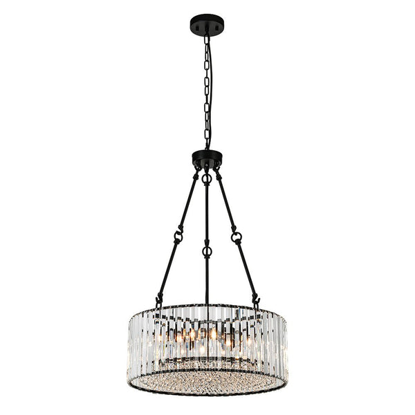 Thehouselights - Black Crystal Chandelier with Adjustable Chain - Chandelier - Black - 