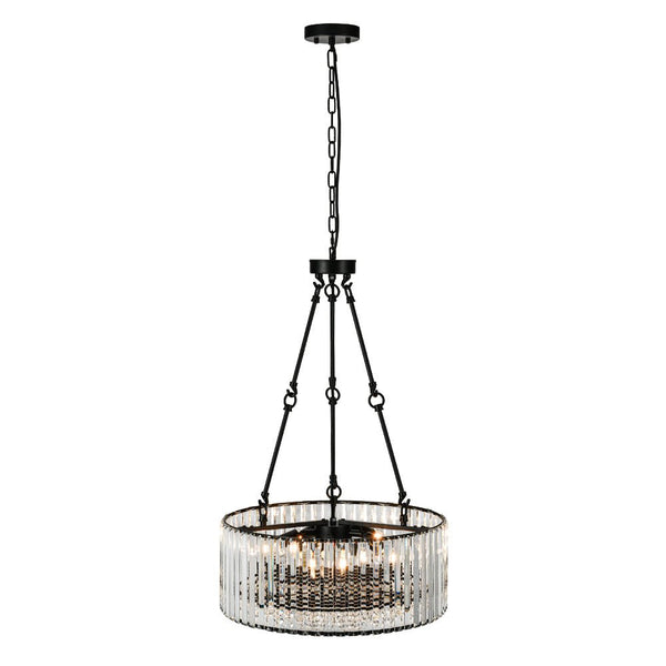 Thehouselights - Black Crystal Chandelier with Adjustable Chain - Chandelier - Black - 