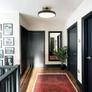 Thehouselights-Black LED Acrylic Drum Semi Flush Mount Ceiling Light-Ceiling Light-Black-