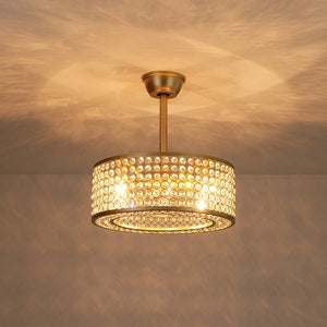 Thehouselights - Blade Crystal Ceiling Fan with Remote Semi Flush Mount - Ceiling Light - Gold - 