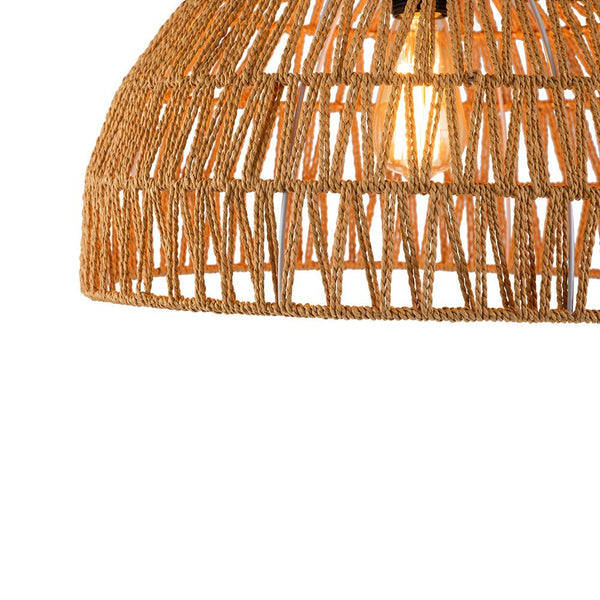 Thehouselights-Boho Handmade Woven Rattan Dome Pendant-Pendant-Brown-