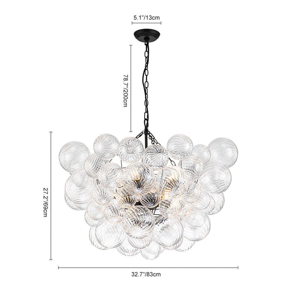 Thehouselights - Bubble Glass Modern Cluster Chandelier - Chandelier - 8 - Light - Black