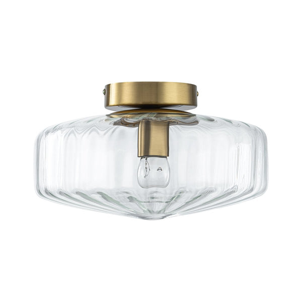 Thehouselights-Clear Glass Round Semi Flush Mount-Ceiling Light-1-Light-