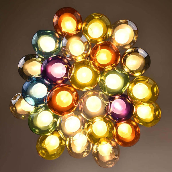 Thehouselights-Cluster Glass Ball Pendant Lights with Multi-Color Globes-Pendant-Yellow Tone-19 Globes