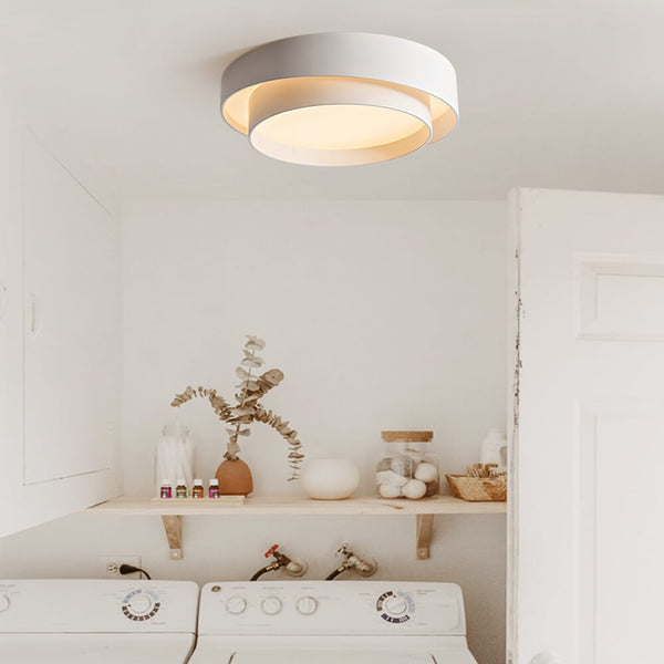 Thehouselights - Concentric Rings Round Flush Mount Ceiling Light - Ceiling Light - Cool White - White