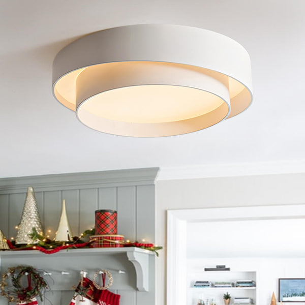 Thehouselights - Concentric Rings Round Flush Mount Ceiling Light - Ceiling Light - Warm White - White