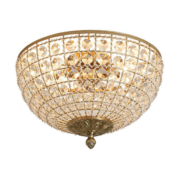 Thehouselights - Crystal Beads Bowl Flush Mount - Ceiling Light - Brass - 