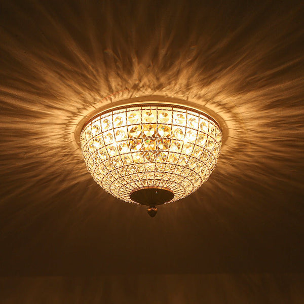 Thehouselights - Crystal Beads Bowl Flush Mount - Ceiling Light - Brass - 
