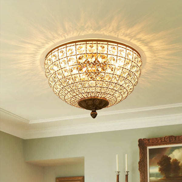 Thehouselights - Crystal Beads Bowl Flush Mount - Ceiling Light - Brass - 