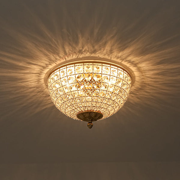Thehouselights - Crystal Beads Bowl Flush Mount - Ceiling Light - Brass - 