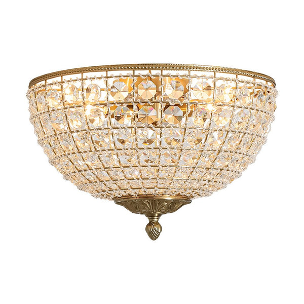 Thehouselights - Crystal Beads Bowl Flush Mount - Ceiling Light - Brass - 