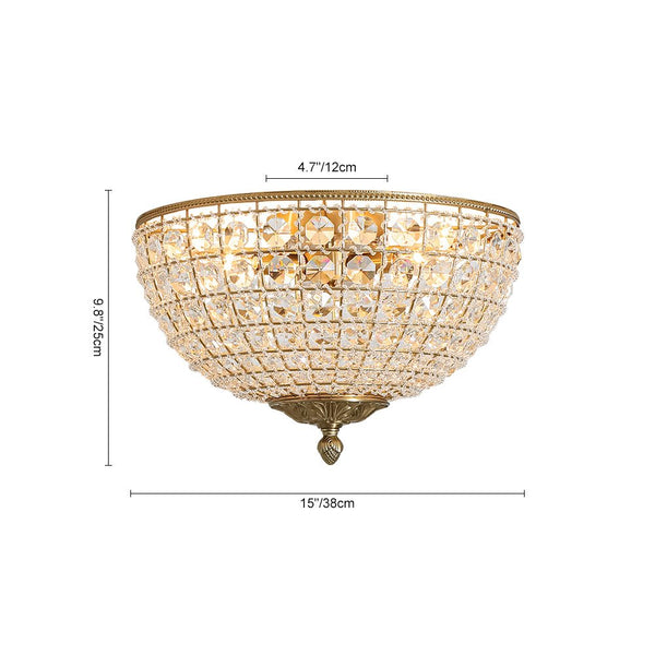 Thehouselights - Crystal Beads Bowl Flush Mount - Ceiling Light - Brass - 