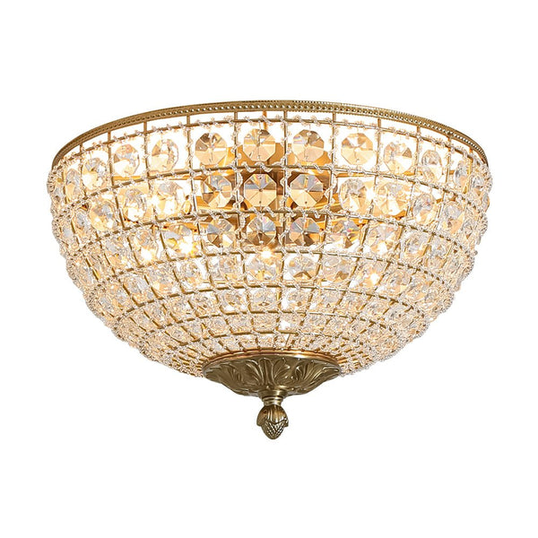 Thehouselights - Crystal Beads Bowl Flush Mount - Ceiling Light - Brass - 