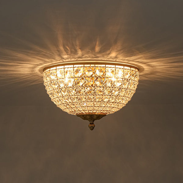 Thehouselights - Crystal Beads Bowl Flush Mount - Ceiling Light - Brass - 
