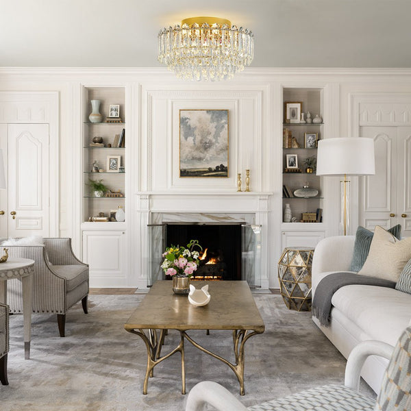 Thehouselights - Crystal Glass Chandelier Raindrop Flush Mount Ceiling - Ceiling Light - 40 cm. - 