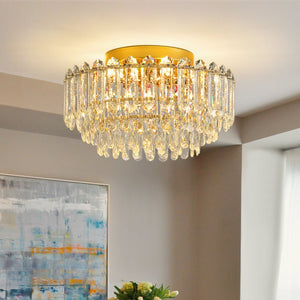 Thehouselights - Crystal Glass Chandelier Raindrop Flush Mount Ceiling - Ceiling Light - 40 cm. - 
