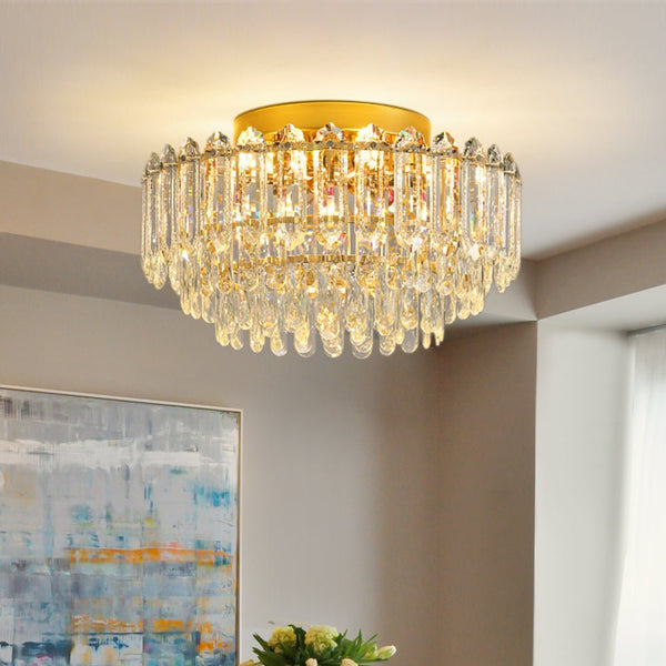 Thehouselights - Crystal Glass Chandelier Raindrop Flush Mount Ceiling - Ceiling Light - 40 cm. - 
