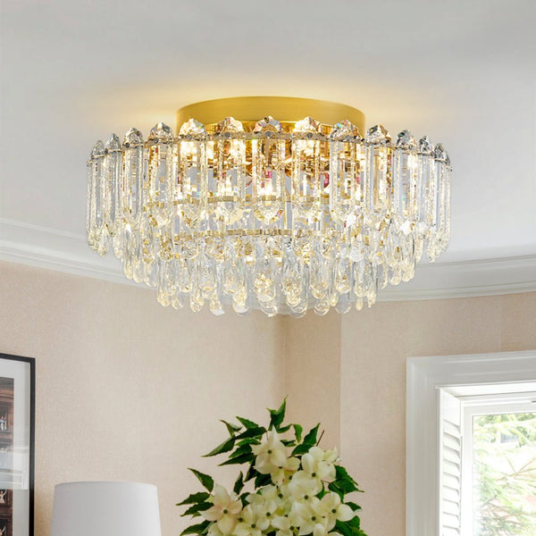 Thehouselights - Crystal Glass Chandelier Raindrop Flush Mount Ceiling - Ceiling Light - 60 cm. - 