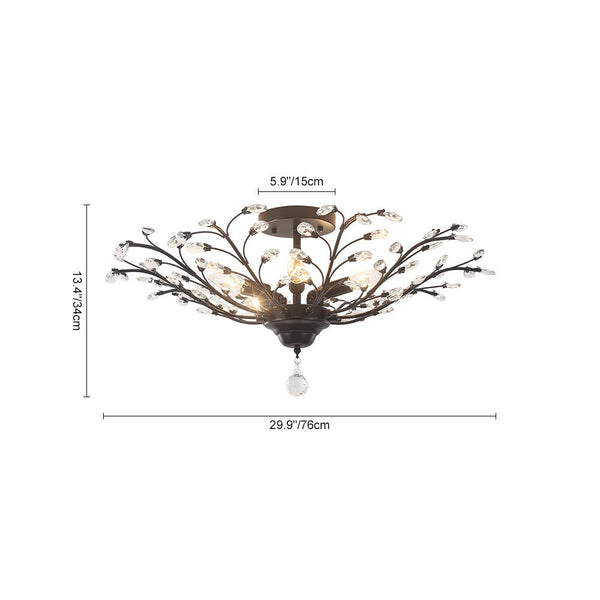 Thehouselights - Crystal Glass Sputnik Branching Semi Flush Chandelier - Chandelier - Black - 