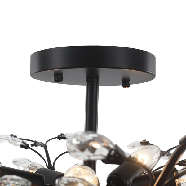 Thehouselights - Crystal Glass Sputnik Branching Semi Flush Chandelier - Chandelier - Black - 